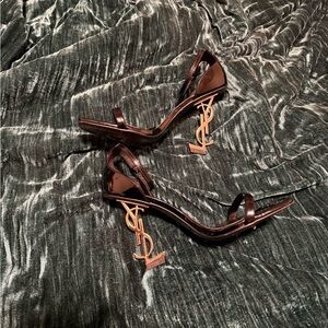 Yves Saint Laurent Black Heels with Gold Logo